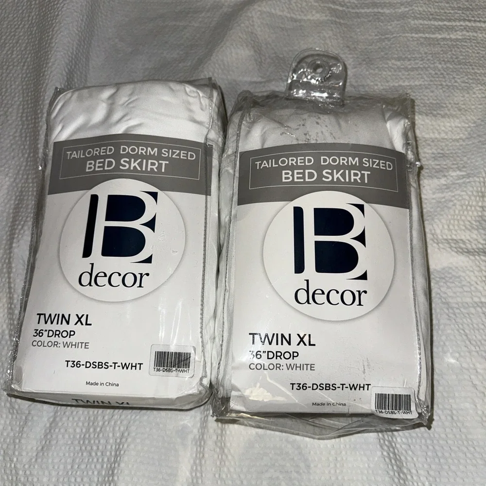 B Decor Twin XL Lofted Bed Dorm Skirt White Tailored 36